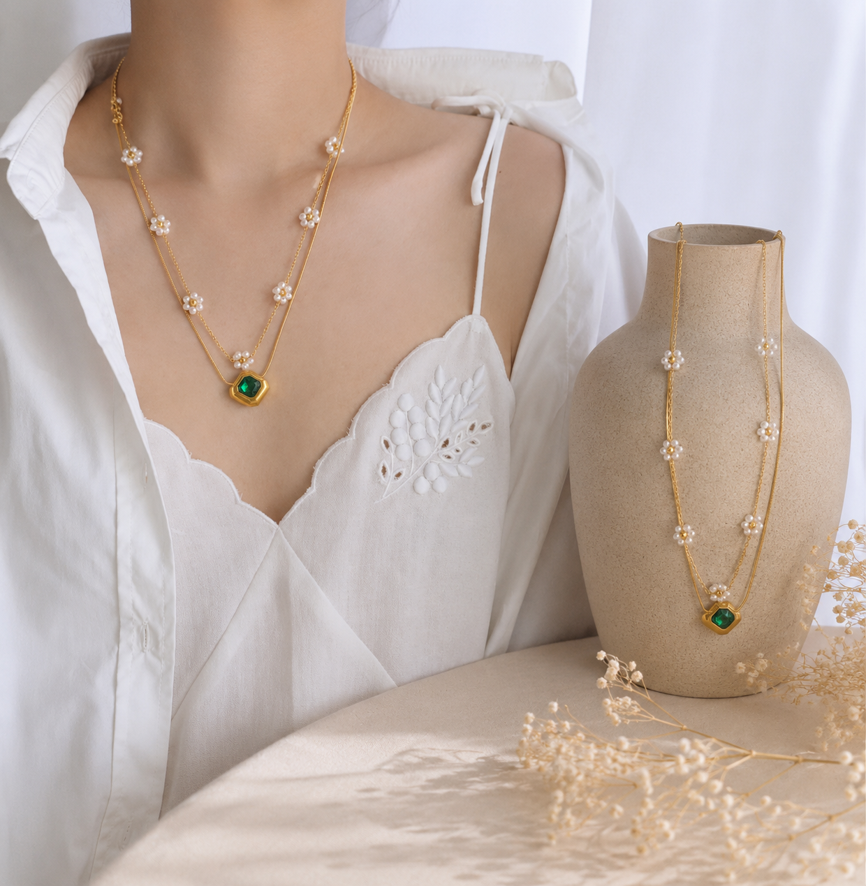Collier Duo Émeraude