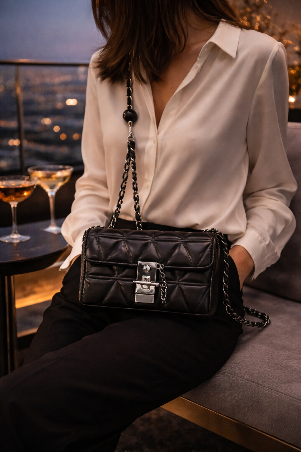 Sac Noir Matelassé