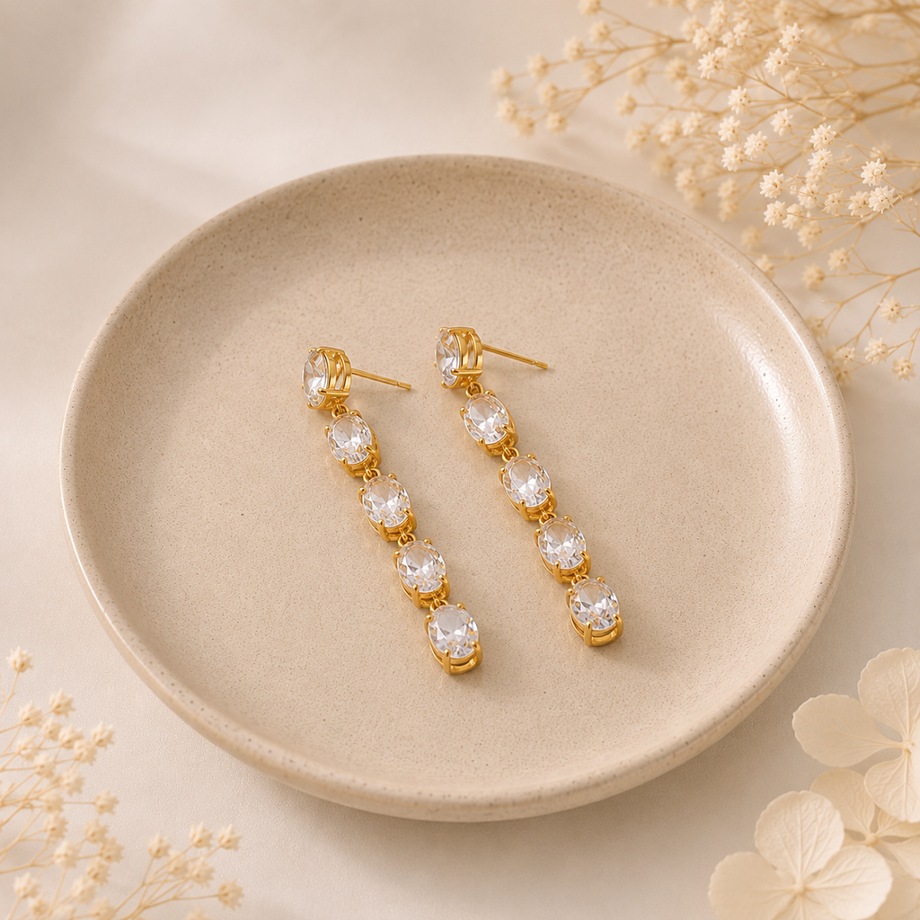 Boucles Cascade Ovale 5 Zircon
