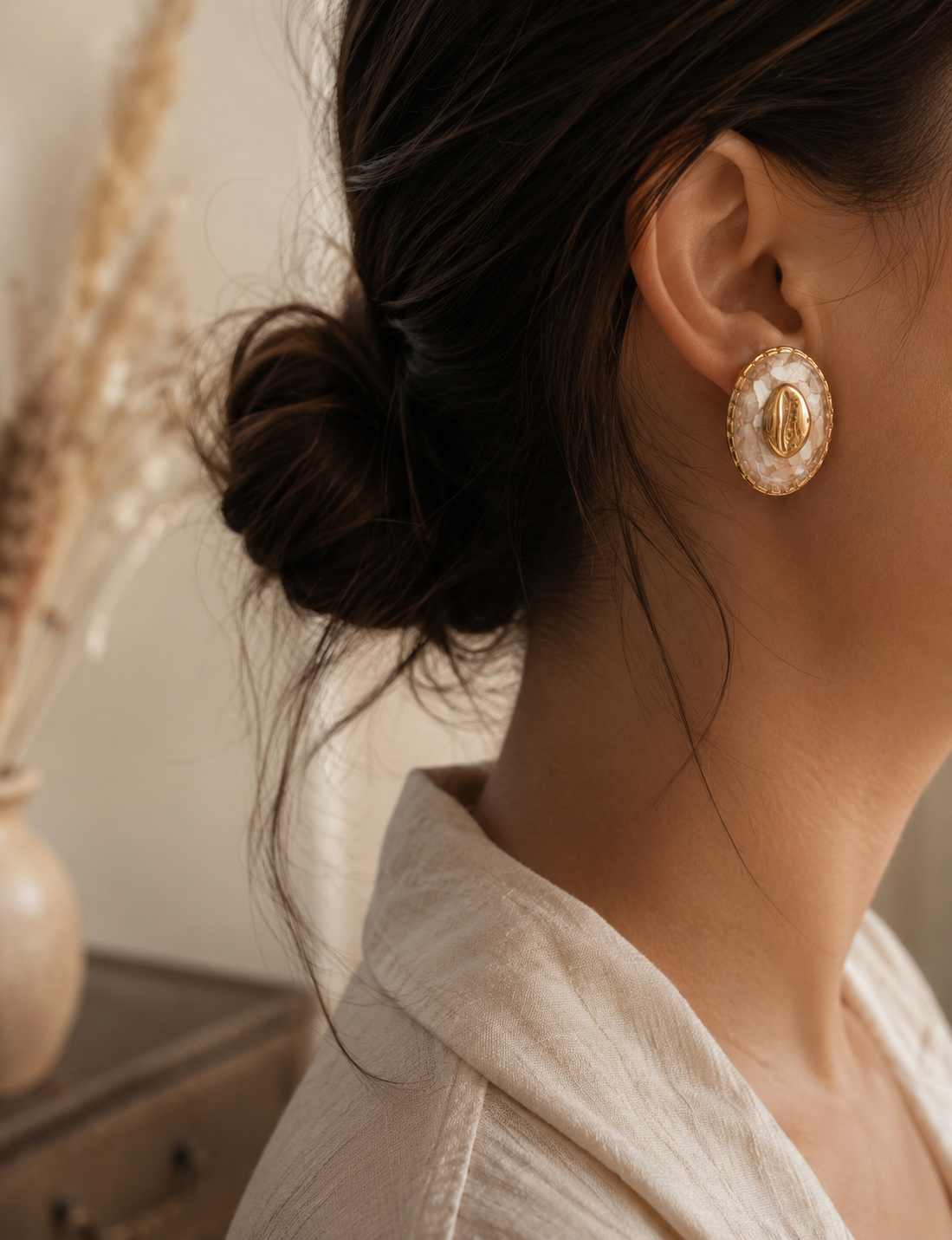 Boucle d'oreilles Cauri Nacré