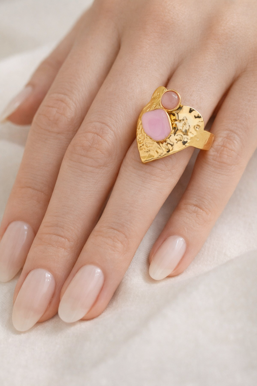 Bague Cœur Rose Dorée – Douce Harmonie