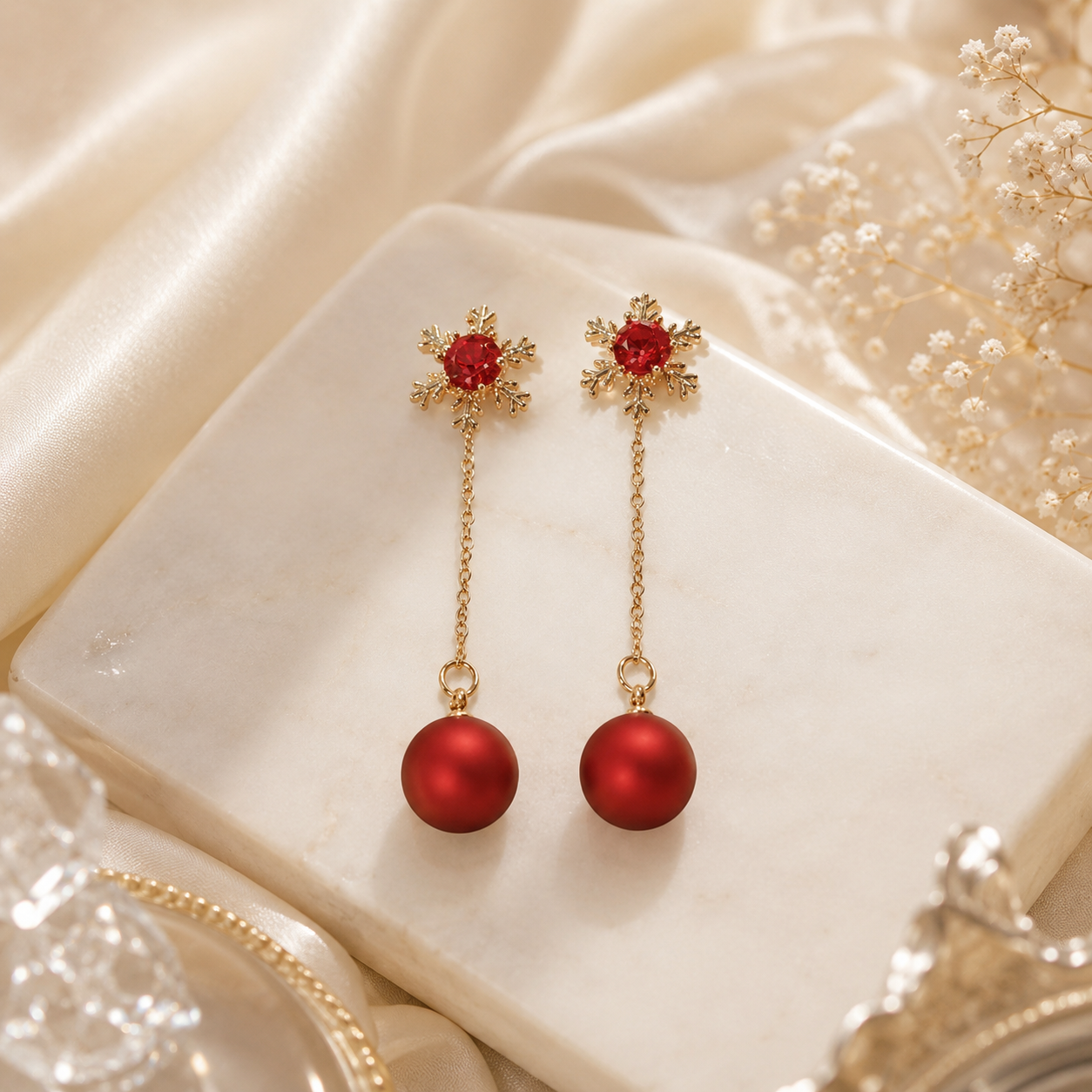 Boucle d'oreilles Rouge Givre