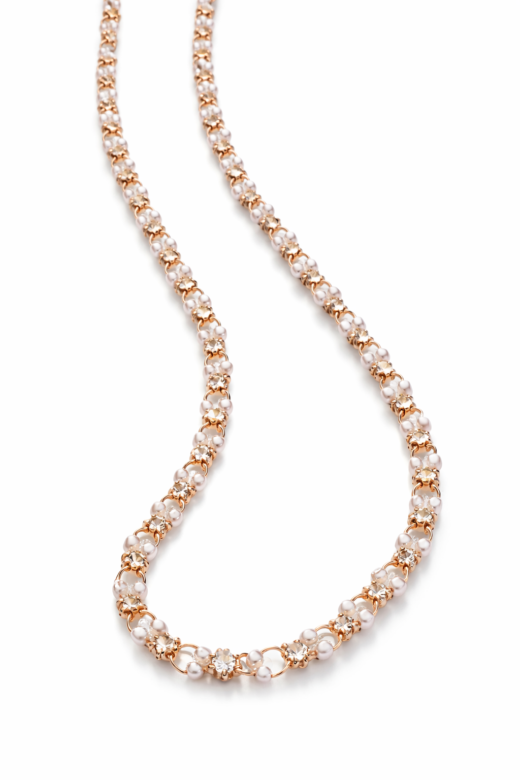Collier doré perlé  et strass