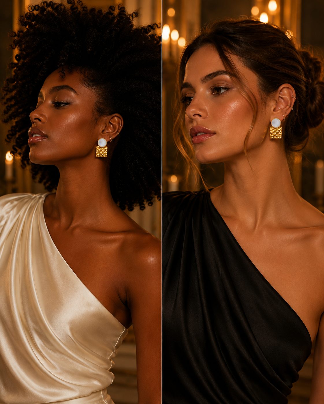 Boucles d'oreilles  Lune Martelée