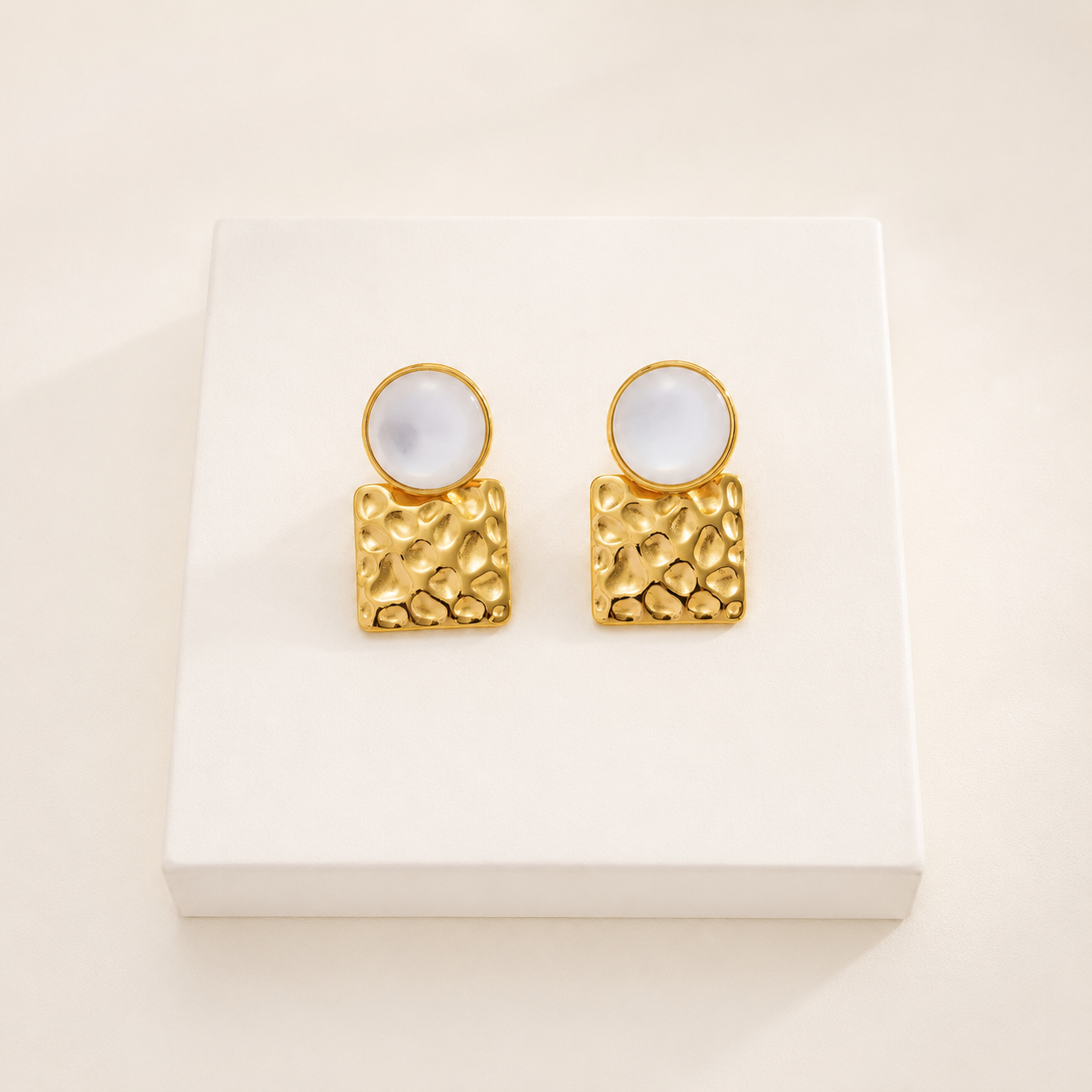 Boucles d'oreilles  Lune Martelée