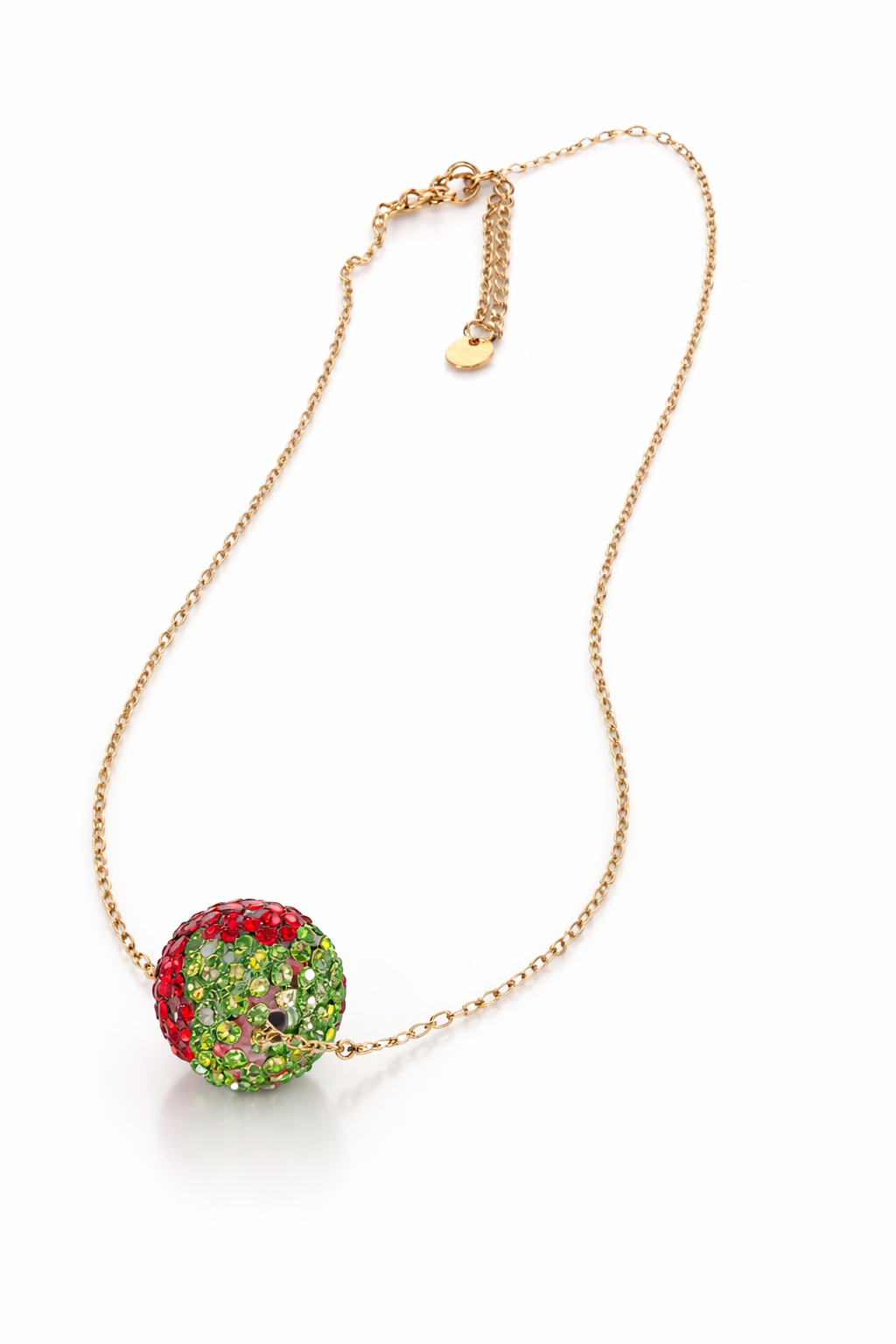 collier cœur scintillant rouge et vert