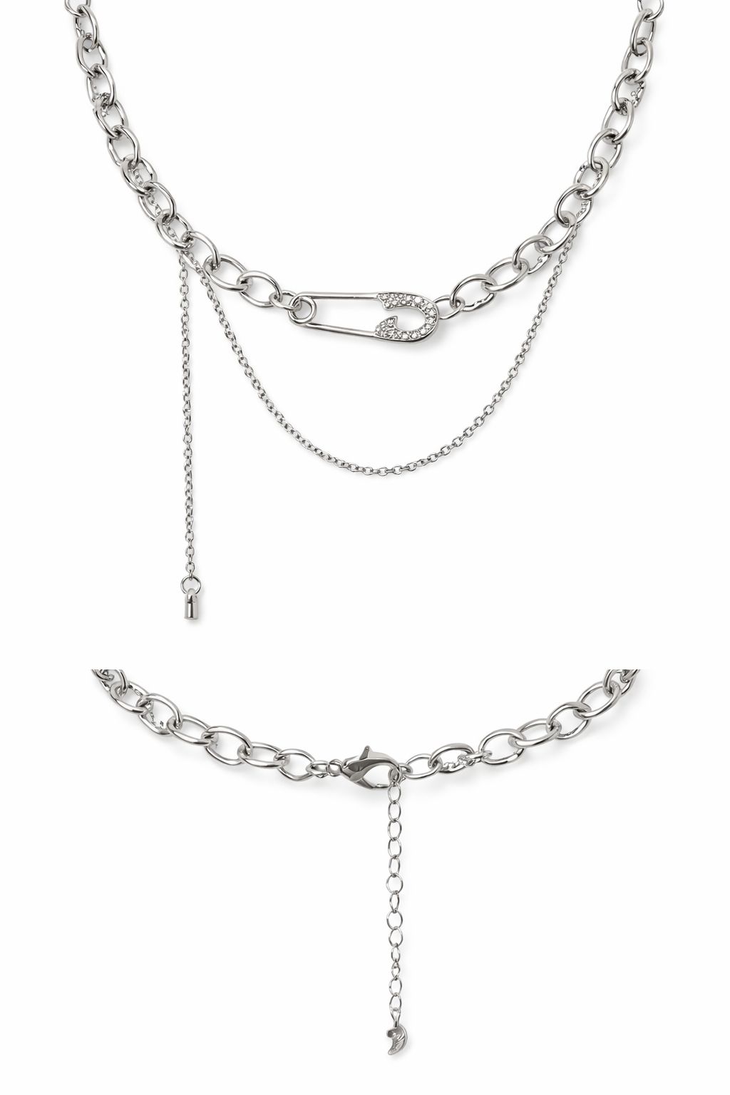 Collier Chaîne Épingle Argentée