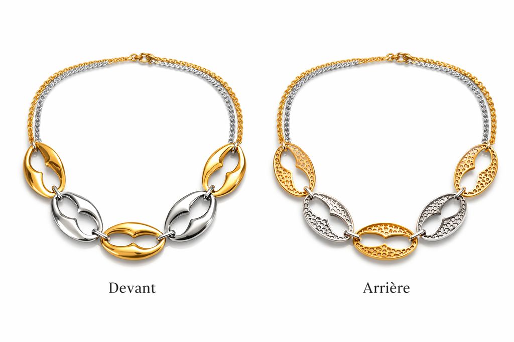 Collier Duo Métallique – Élégance Géométrique