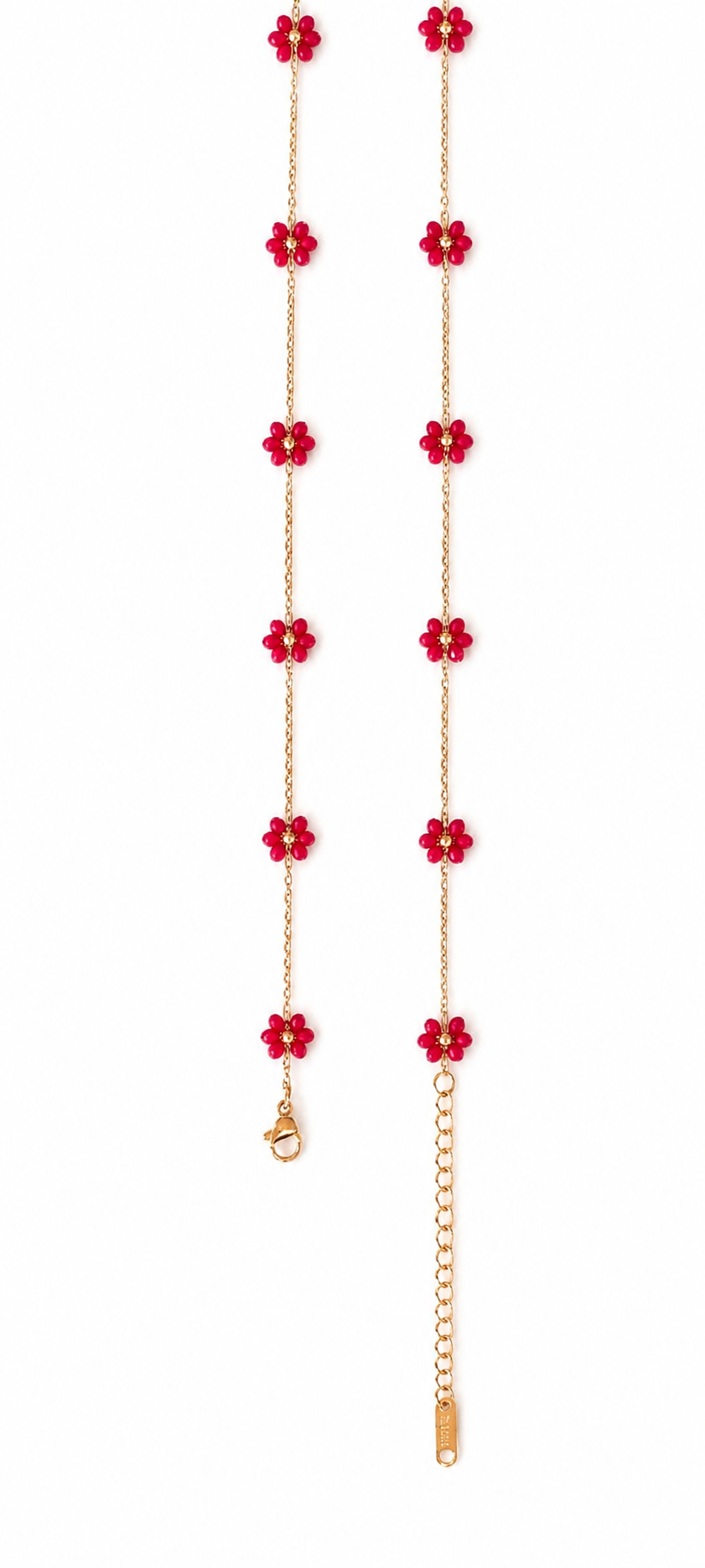 Collier Petites Fleurs Rouges
