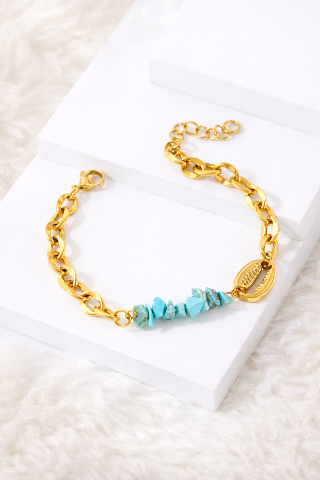 Bracelet Coquillage & Turquoise Dorée – Éclat Solaire