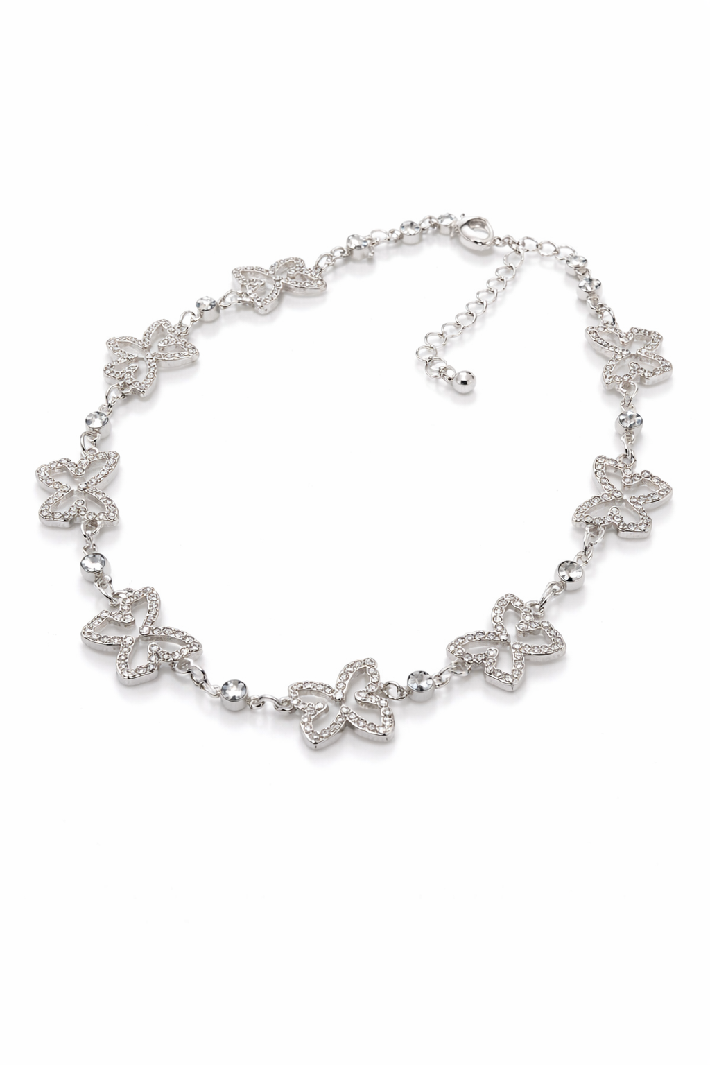 Collier Papillon d’Argent – Strass éclatants