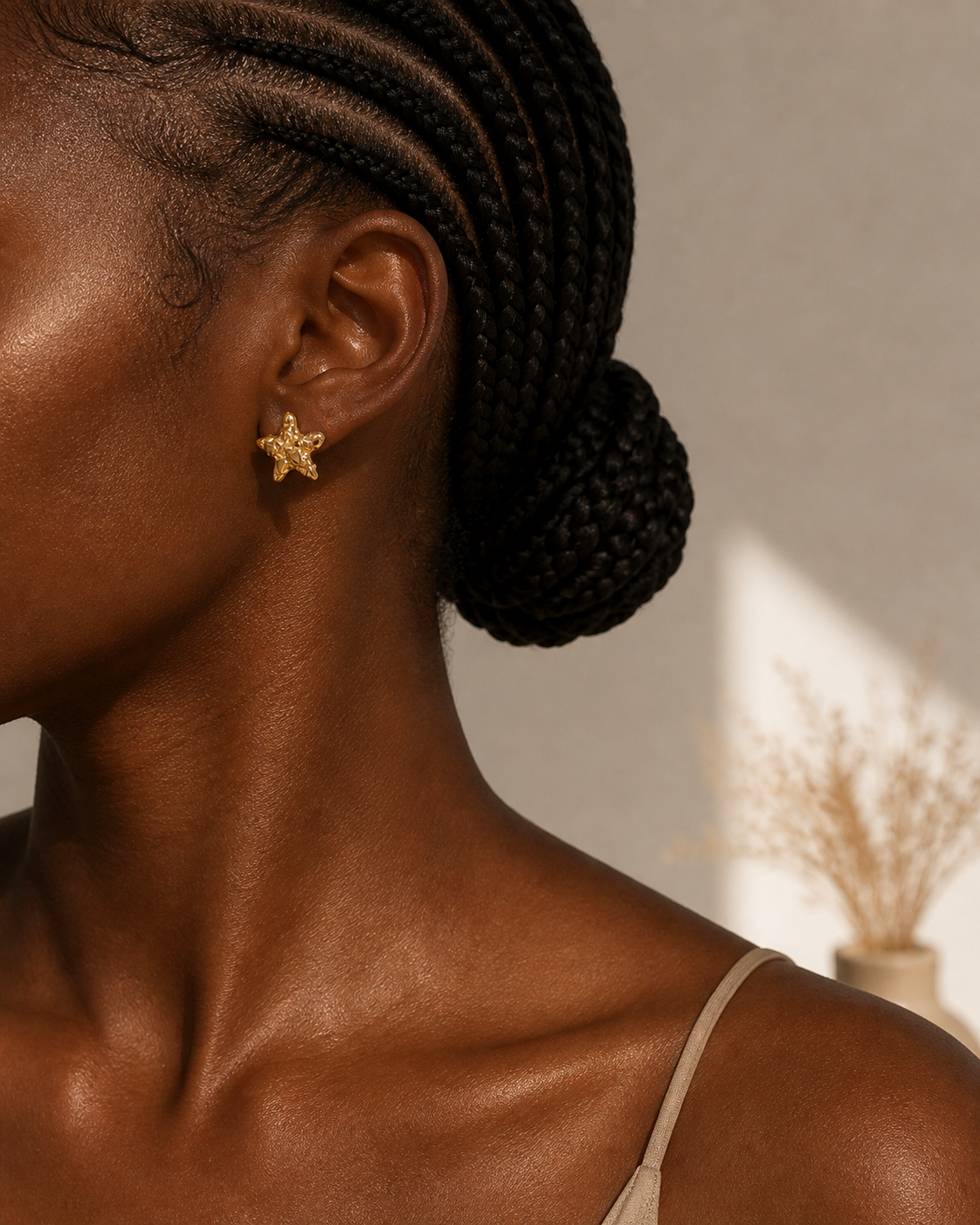 Boucles d’oreilles étoile texturée