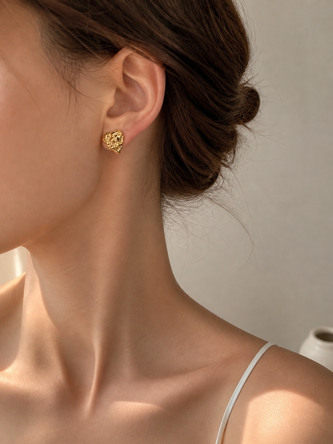 Boucles d’oreilles cœur texturé