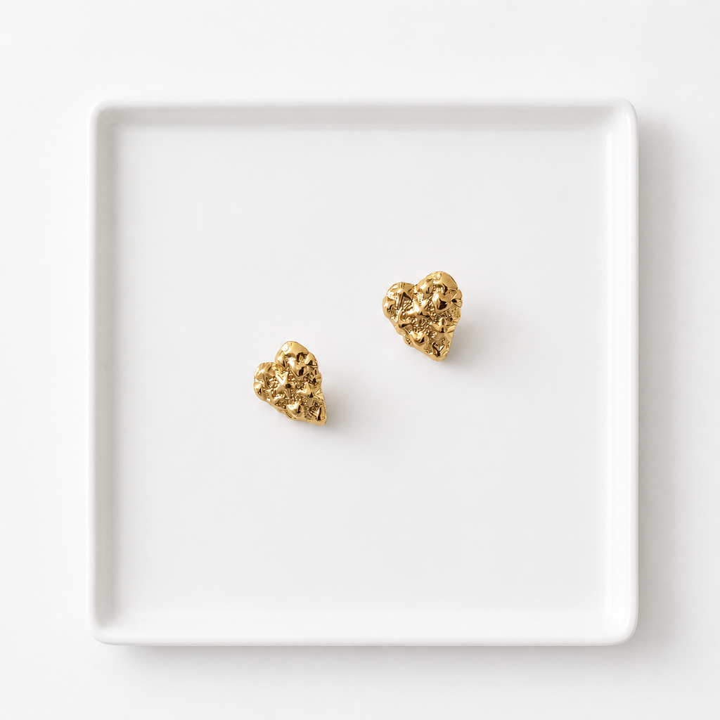 Boucles d’oreilles cœur texturé
