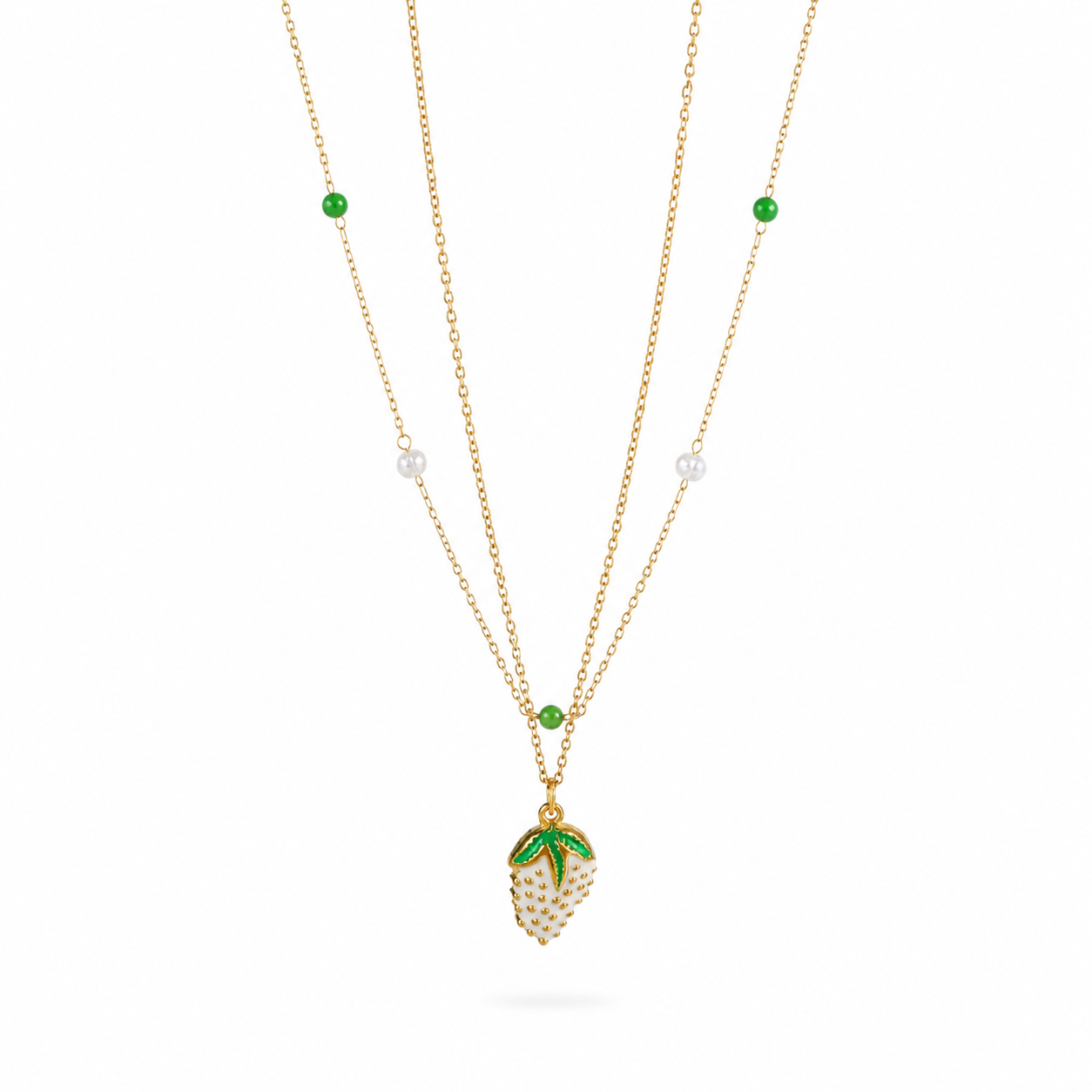 Collier Fraise Perle verte