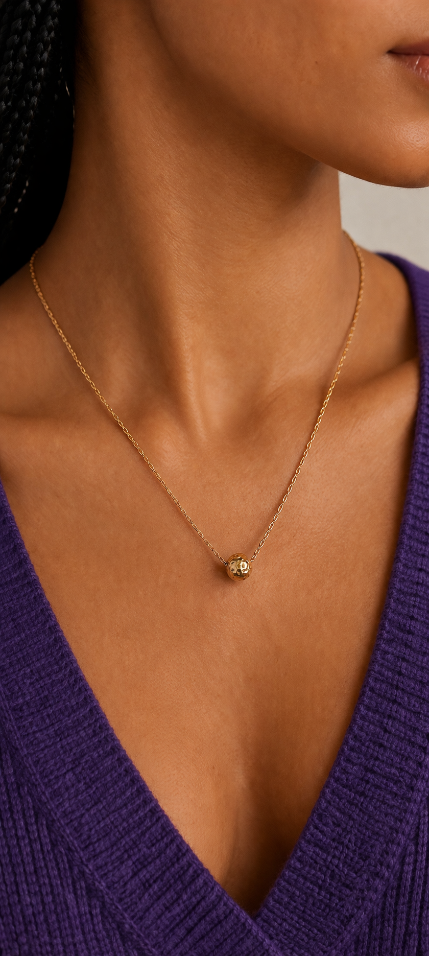 Collier boule martelée – acier inoxydable (or / argent)