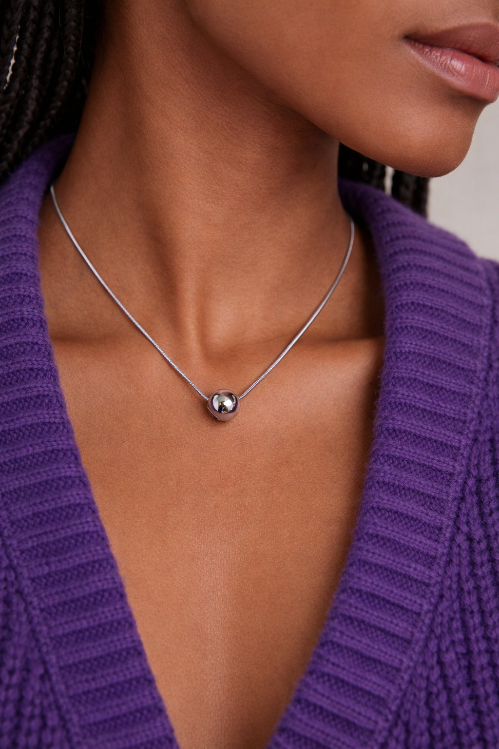 Collier boule ronde – acier inoxydable