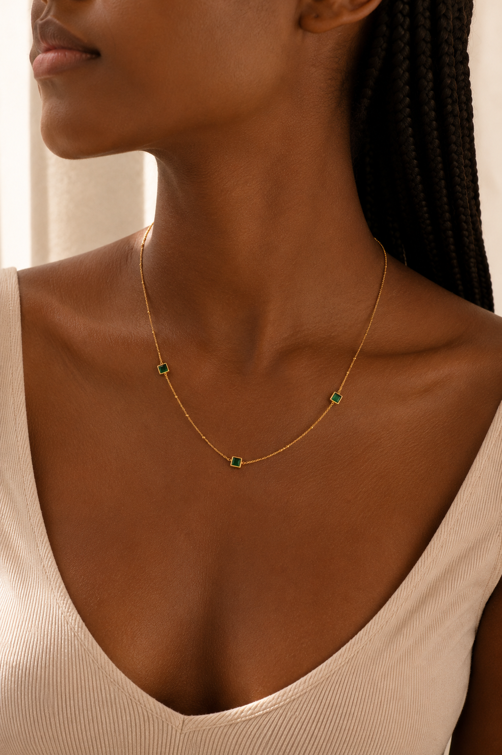 Collier fin en acier inoxydable – Éclat de strass