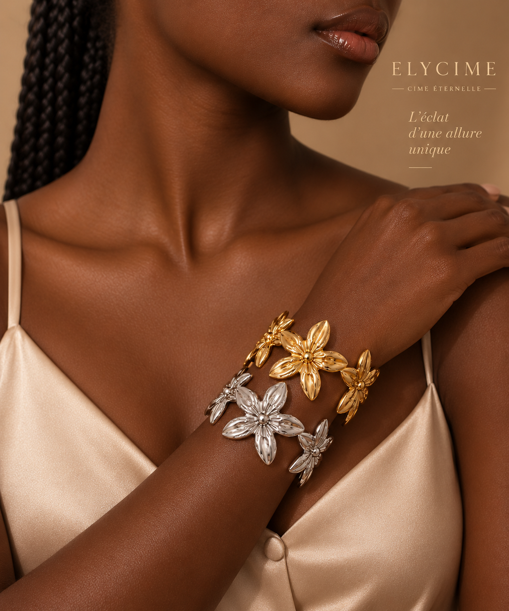 Bracelet floral argenté