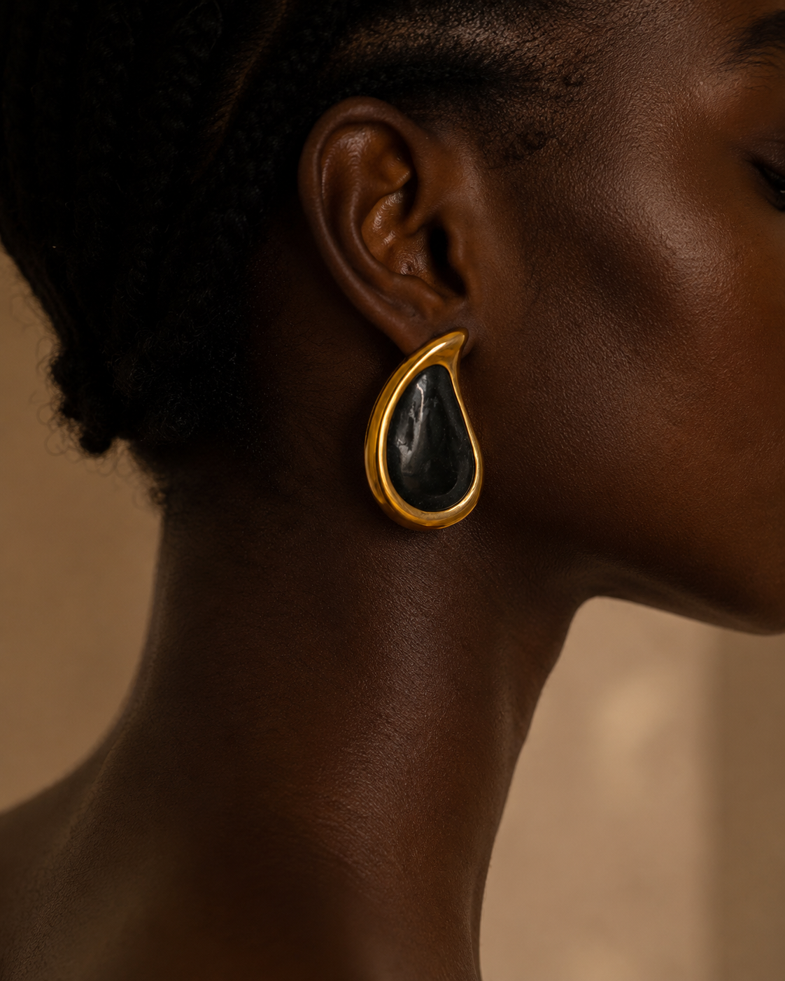 Boucles d'oreilles Goutte Noire