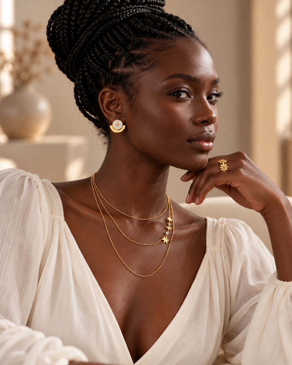 Trio / Three-strand stainless steel necklace