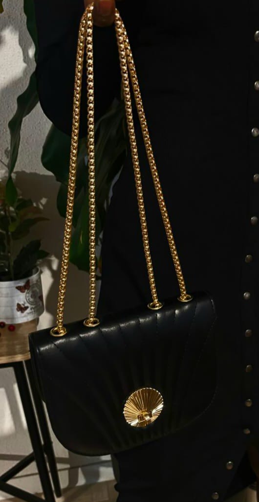 Mini Sac “Noir Élégant” – Chaîne Dorée & Style Compact