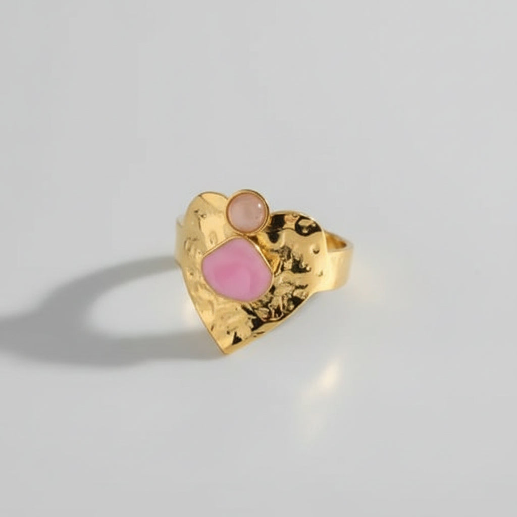 Bague Cœur Rose Dorée – Douce Harmonie